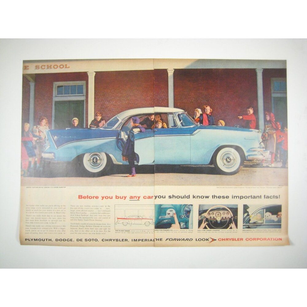 Dodge Custom Royal Lancer 1956 Vintage Print Ad 2 Page MOD READ